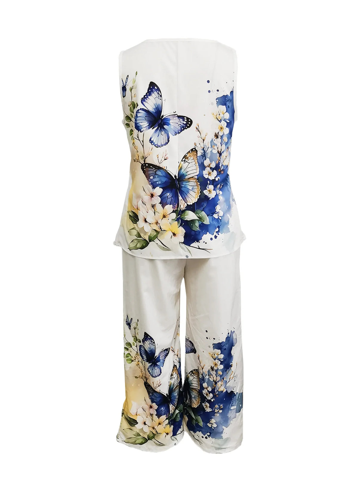 Simple Sleeveless Printed Vest Long Pants Set Women Summer Fashion Round Neck Casual T-Shirt Top Loose Pants Suit Clothes - Matrix-studios.com