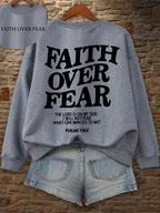 Casual Women's Hoodies Faith Over Fear Letter Printing Sweatshirts Fleece Warm Comfortable Pocket Pullovers Autumn Streetwear - Matrix Studios