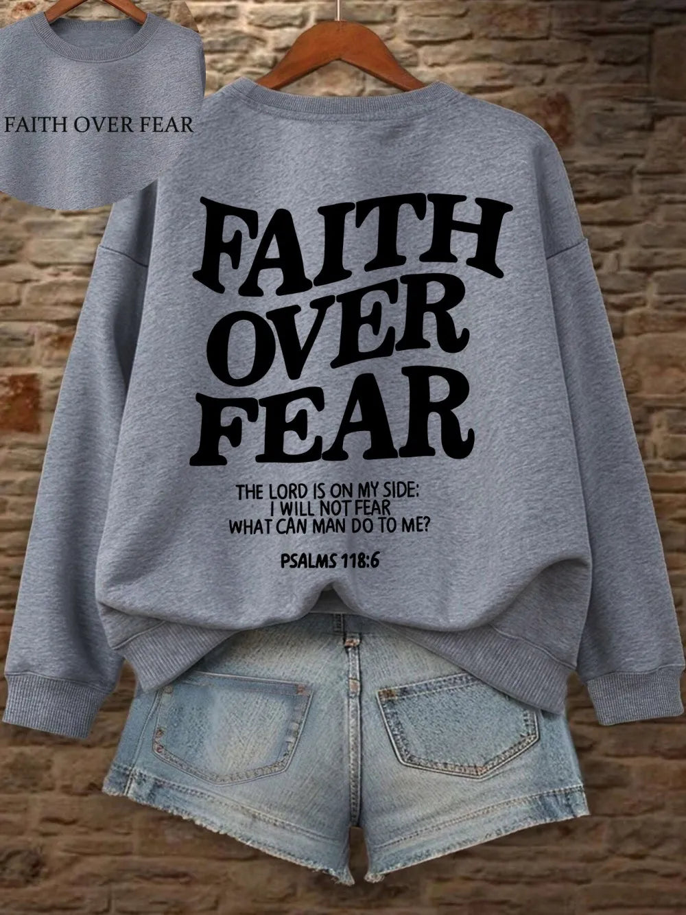 Casual Women's Hoodies Faith Over Fear Letter Printing Sweatshirts Fleece Warm Comfortable Pocket Pullovers Autumn Streetwear - Matrix Studios