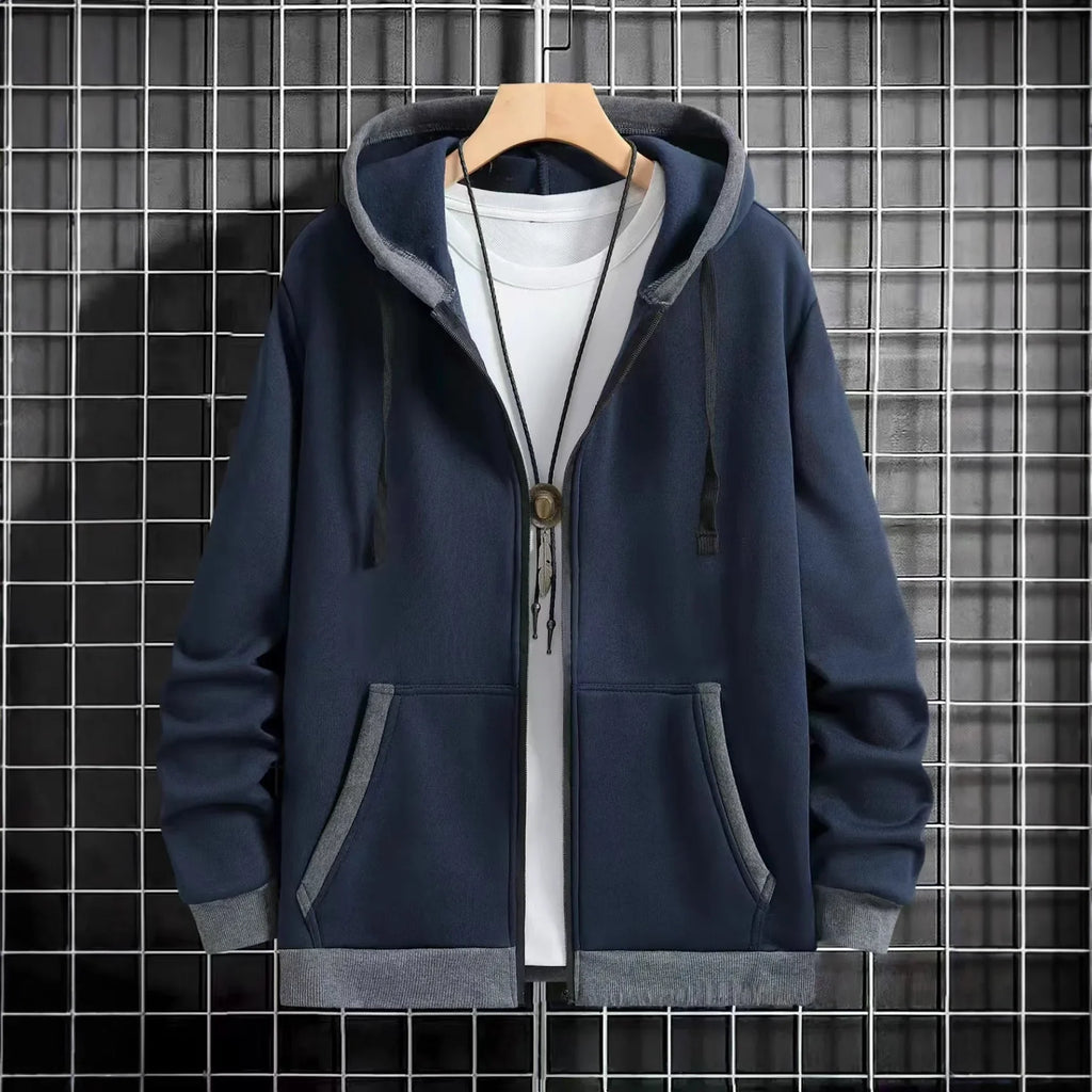 Thickened Men's Hooded Zipper Cardigan Casual Outerwear Fashionable Sweatshirt Autumn Winter New Arrival Cross-Border Style - Matrix Studios