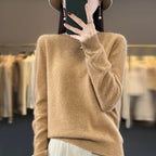 100% Merino Wool Sweater Women O-neck Cashmere Knitwear Female Pullover Autumn Winter Casual Tops Solid Color Soft  Clothing - Matrix Studios