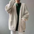 2024 Chic Yellow Sweater Cardigan Women Lazy Wind Single-Breasted Knitted Cardigan Women Solid V Neck Cardigans Female - Matrix Studios