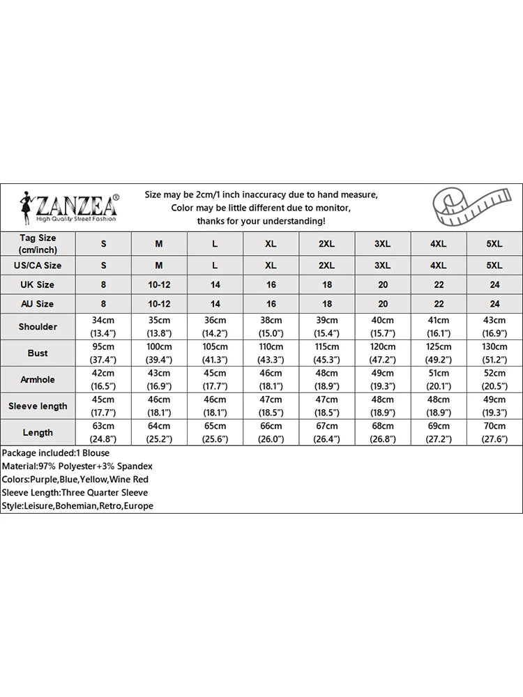 2025 Summer Polka Dots Printed Blouse ZANZEA Elegant Women Shirt Casual O-Neck 3/4 Sleeve Holiday Tops Fashion OL Work Blusas - Matrix-studios.com