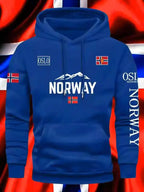 NORWAY printing Autumn winter models Men's Fleece windproof Warm Cotton Oversized Hoodie Outdoor Commuter Men's High Elastic top - Matrix Studios
