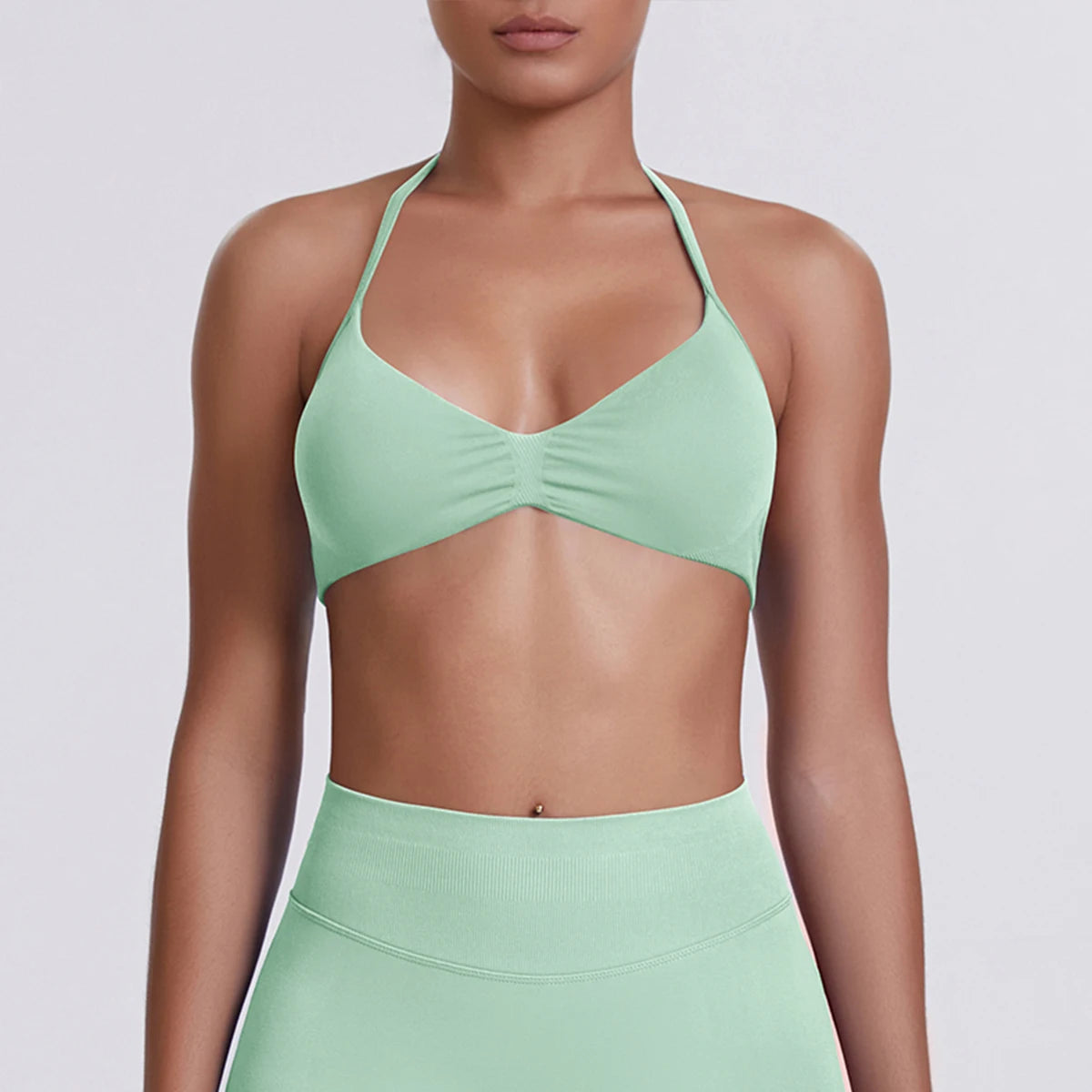 Sexy Neck Strap Bra for Woman Summer Breathable Backless Yoga Bra Women Fitness Solid Color Yoga Sports Bra Workout Top - Matrix-studios.com