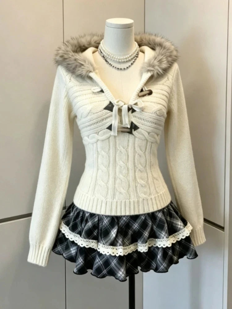 Preppy Style Sweet Knitted Sweater 2000s Aesthetic Gyaru Chic Korean Y2k Jumper Sweater Long Sleeve Coquette Knitwears - Matrix Studios