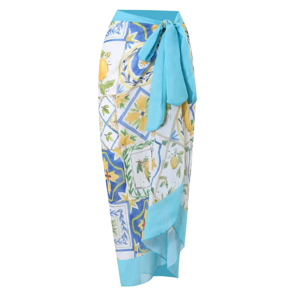 2026 New Sexy Print Retro Swimwear Beach Dress Cover Up Long Skirts Skirt Party Outfits Swimsuit Beachwear - Matrix Studios