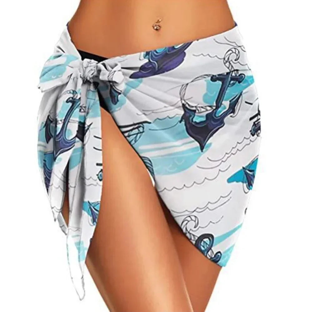Summer Women Short Solid Sarong Swimsuit Coverups Beach Bikini Wrap Sheer Short Skirt Chiffon Skirt Scarf Swimwear Cover-ups - Matrix Studios