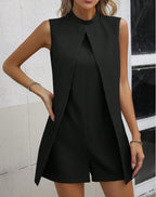 Summer Jumpsuit Women Fashion Solid O Neck Sleeveless Chic Playsuit Elegant Clothes Female Casual Jumpsuits - Matrix Studios