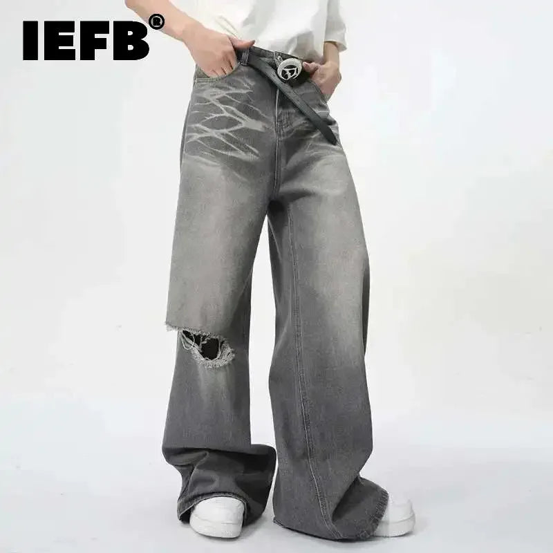 IEFB Summer Men's Wear New Jeans Straight Wide Leg Denim Pants Casual Loose Contrast Color Male Bottoms Clothing 2026 9C5977 - Matrix Studios