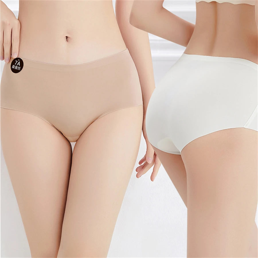 5PCS Seamless Mulberry Silk Underwear Ultral Thin Women's Panties Sexy High Elastic Invisible Briefs Soft Underpants Lingerie - Matrix Studios