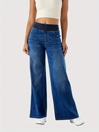 Jeans for Woman Y2k Jeans Baggy Jeans Stretchy Fabric Loose Straight Leg Ribbed Waist Design Modern Trousers Urban Fashion - Matrix-studios.com