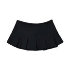 Mooyufon Fabric Y2K Mini Skirt Women Low Waist Wide Pleat Light Grey Sexy Vintage A-line Pleated Skirt Casual Skort Summer - Matrix-studios.com