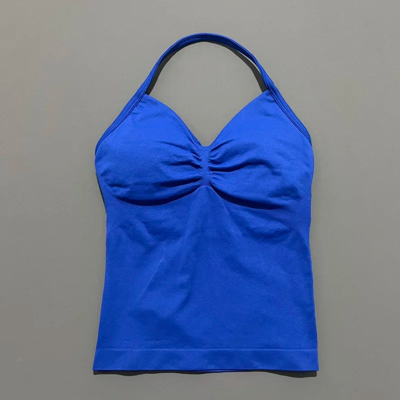 Women Solid Color Yoga Sports Tank Top Sleeveless Quick Dry Breathable Elastic Slim Fit Gym Workout Running Fitness Soft Skin - Matrix-studios.com