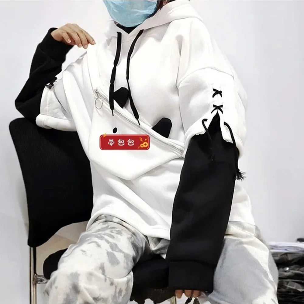 Y2K Clothes Cute bear backpack in spring and autumn  fashion Hoodie Women's winter Harajuku loose casual street clothes Japanese - Matrix Studios