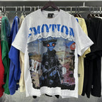 MIXED EMOTION Shirt Rhinestone Short Sleeve Men Women T-shirt Streetwear 100% Cotton Loose Round Neck Top Tees Oversized Tee Top - Matrix Studios