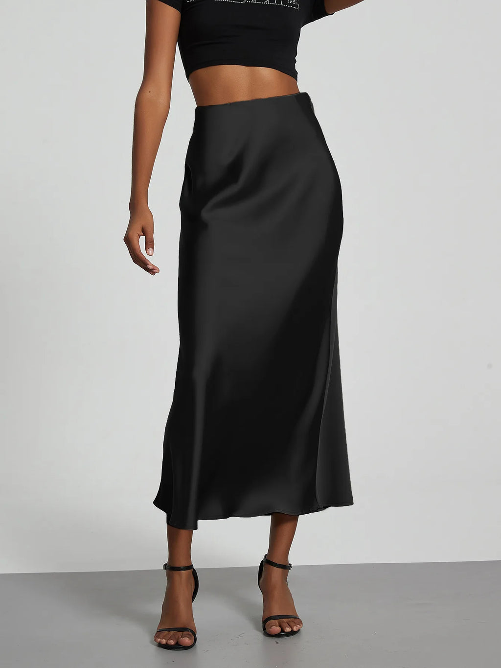 21 Colors New 2026 Women's Elegant High Waist Satin Long Skirts Female Summer Solid Color Faldas - Matrix-studios.com