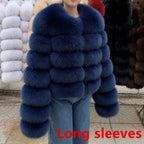 QUEENTINA Fox Fur Coat Long Sleeves Real Winter Women'S Brown 2025 Leather And Skin Clothing Natural New In Coats & Jackets - Matrix Studios