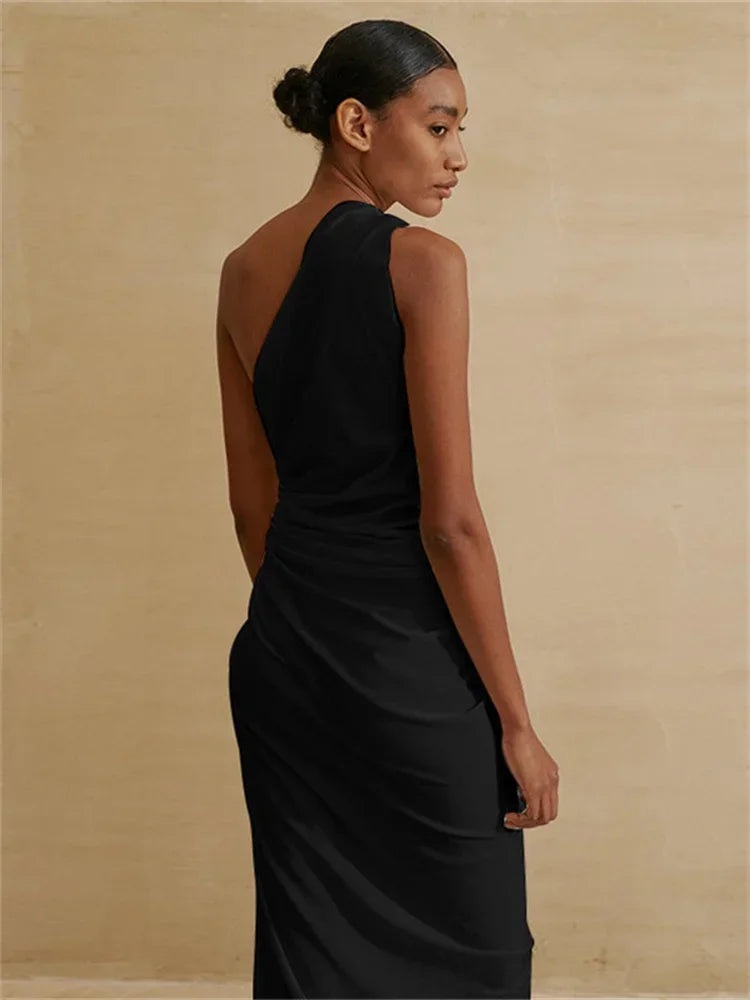 Sexy One-shoulder Asymmetric Black White Beach Dress Midi Beach Cover Up Woman Swimwear Bikini Tunic Kimono Beachwear Outfit - Matrix Studios