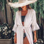 Bikini Cover Up Lace Hollow Crochet Swimsuit Beach Dress Women 2025 Summer Ladies Cover-Ups Bathing Suit Beach Wear Tunic - Matrix Studios