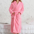 Coral Fleece Long Robe Kimono Gown Winter Warm Flannel Nightdress Bathrobe Casual Sleepwear Intimate Lingerie Thicken Homewear - Matrix-studios.com