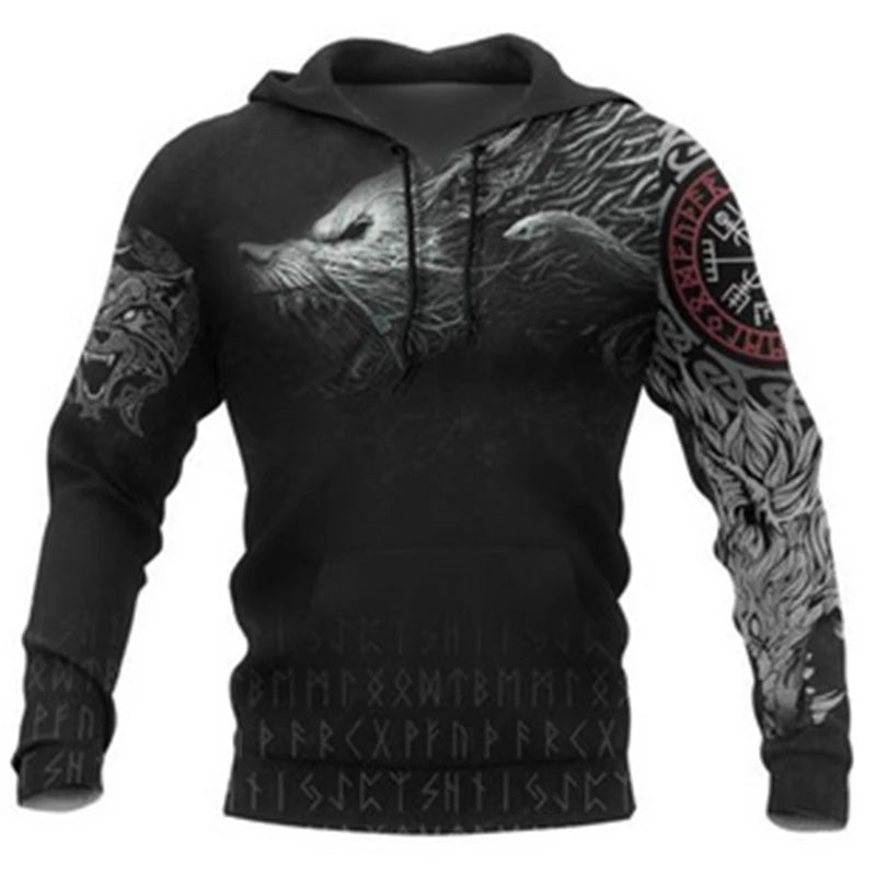 Mens Hoodies Vikings eagle Tattoo Fashion Animal pattern 3D Printed Style Casual Harajuku Hip Hop Pullover Oversized Sudaderas - Matrix Studios