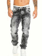 European American Jeans Men's Autumn New Slim Elastic Trousers Fashionable Vintage Wash Denim Pants Male Streetwear - Matrix Studios