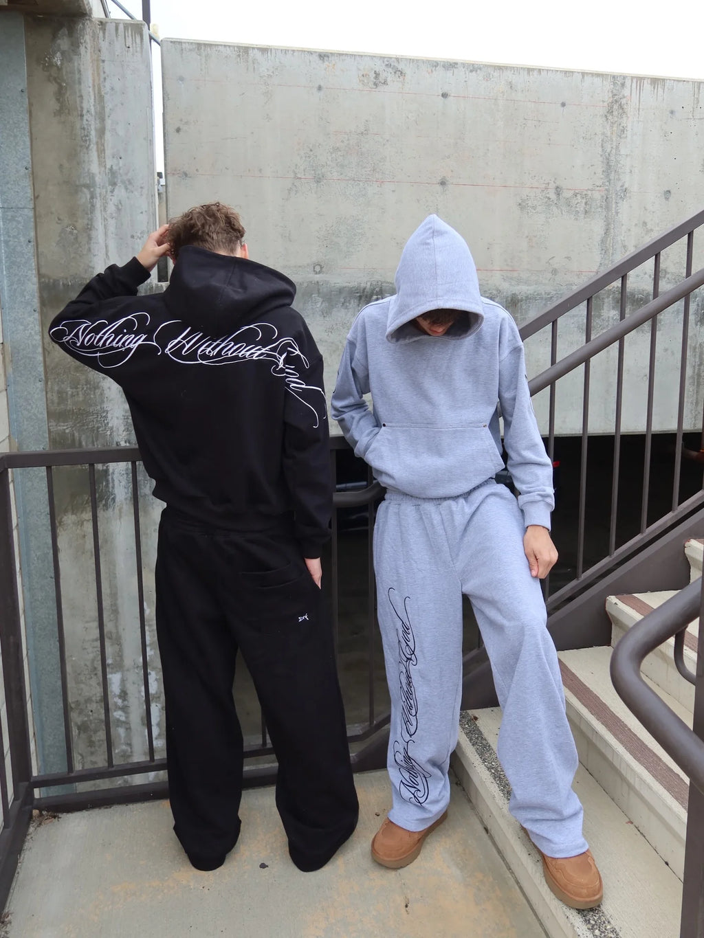 Y2k Street Style Large Area Embroidered Back Oversized Loose Hooded Sweatshirt Stretch Jogging Pants Casual Sports Pants Suit
