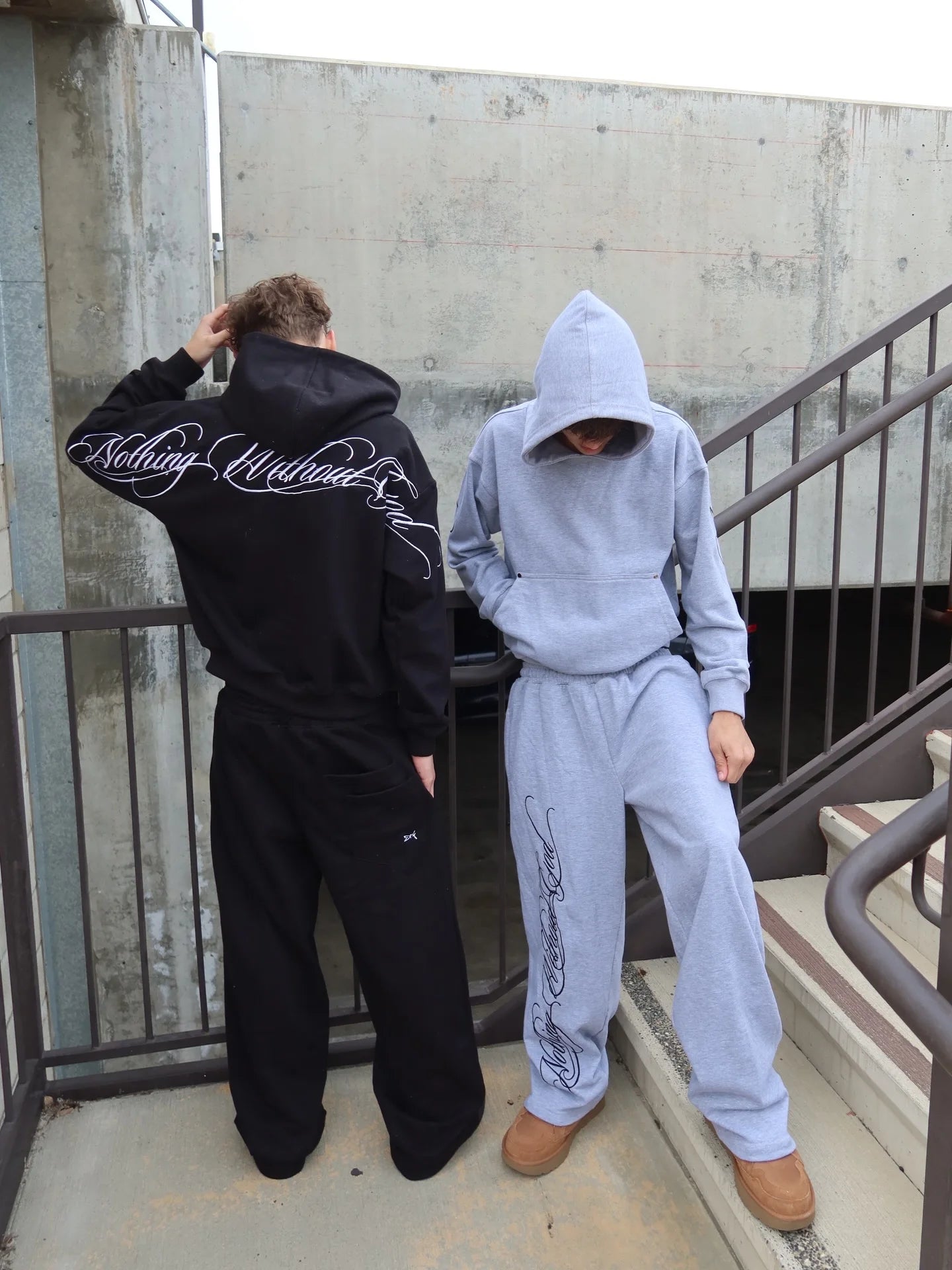 Y2k Street Style Large Area Embroidered Back Oversized Loose Hooded Sweatshirt Stretch Jogging Pants Casual Sports Pants Suit