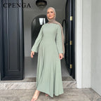 2025 Summer Arabic Muslim Women Modest Dress Eid Dubai Plain Abaya Islam Party Outfit Elegant Holiday Dresses Turkey Kaftan Robe - Matrix-studios.com