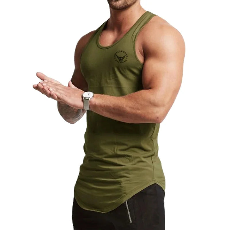 Cotton Material Summer Fitness Sports Vest Men's T-shirt Comfortable Bottoming Sweatshirt Workout Clothes - Matrix Studios