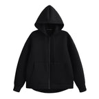 HH 2026 Casual Women's Soild Zipper Hoodie Long Sleeve Big Pocket Zipper Jacket With Hood Female Loose Outerwear Coat Tops - Matrix-studios.com