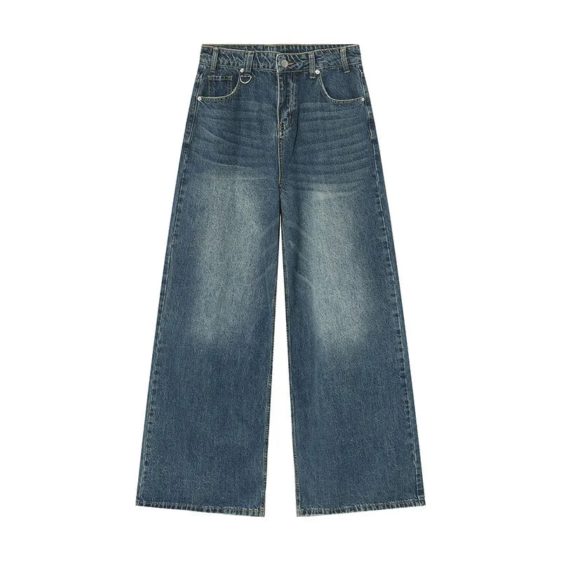 IEFB Summer Men's Denim Pants Old Blue Washed Male Jeans Straight Casual Menwear Loose Wide Leg Trousers New Fashion 9C354 - Matrix Studios