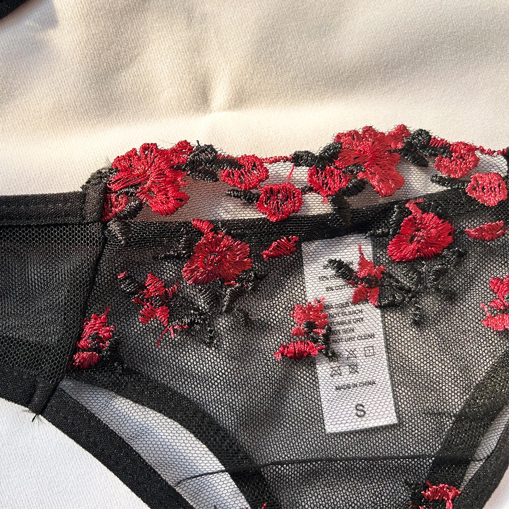 Sexy Set Womens Underwear Exotic Emotional Bra Set Embroidered Print Brassiere Lingerie Set Women's Set Push Up Thin Bralette - Matrix-studios.com