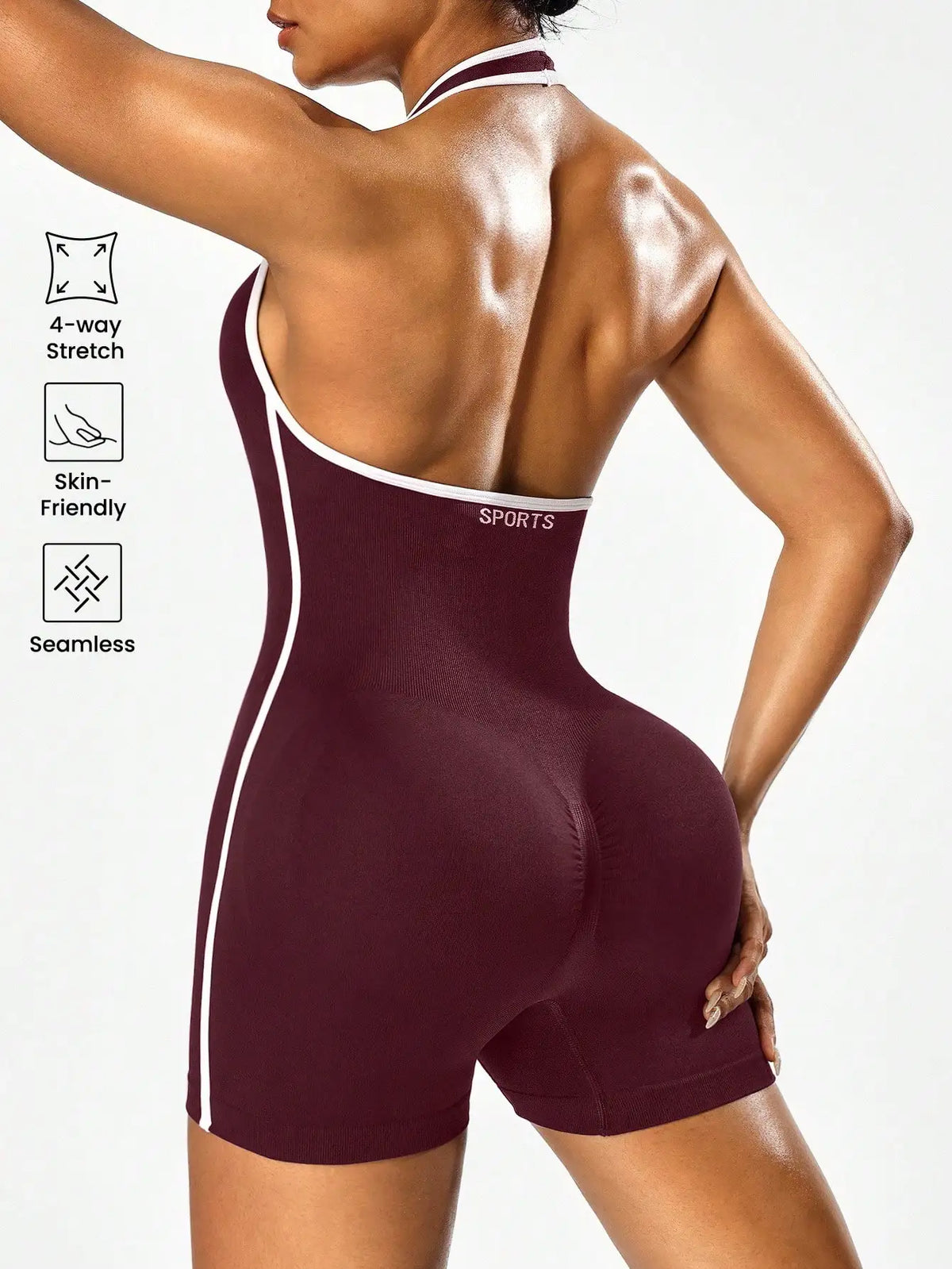 Women's Backless Color-Block Cross-Body Fitness Jumpsuit – Stretchy Yoga One-Piece Outerwear Ideal for Workout, Training & Daily - Matrix Studios