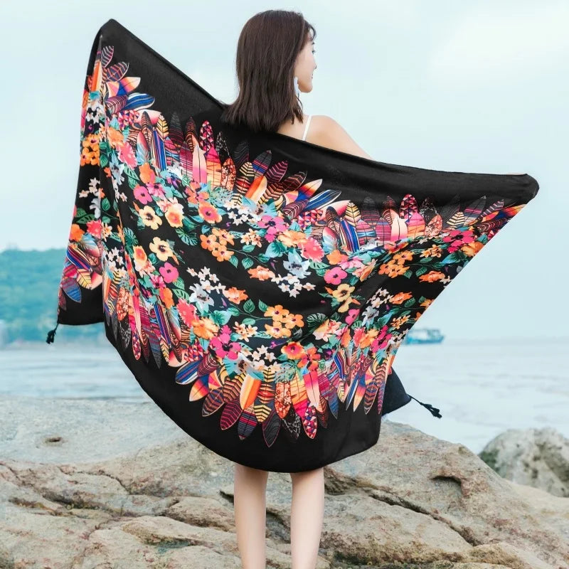 20 Styles 90x180cm Cotton Linen Summer Beach Dress Bikini Cover-ups Sarong Wrap Scarf Women Brazilian Swimsuit Bathing Cover Up - Matrix Studios
