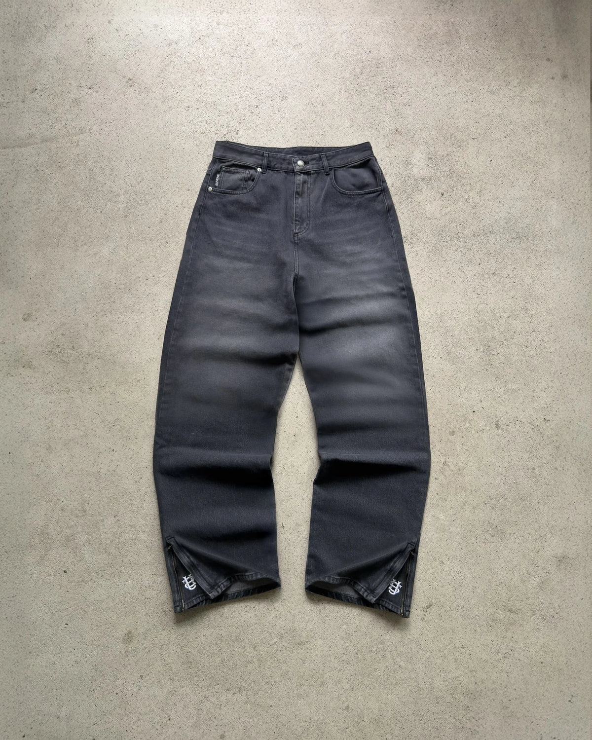 Hip-hop gold coin jeans Y2K retro low waist wide leg zipper pants y2k clothing men's fashion embroidered loose jeans - Matrix Studios