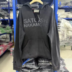 Winter Oversize SATOSHI Hoodie Retro Washed Black Destroy Collar Colorful Rivet Hood SweatshirtsMen Women Hiphop Street Outfit - Matrix-studios.com
