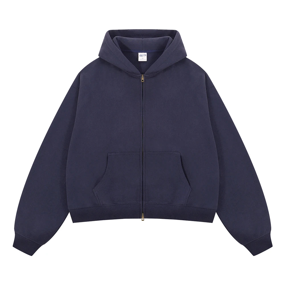 ZODF Trendy 2025 Winter Man Solid Fleece Boxy Hoodies Unisex 350gsm Double Head Zipper Hooded Sweatshirts Coat HY1122 - Matrix Studios