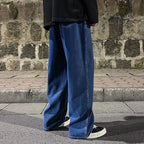 2025 New Streetwear Loose Jeans Men Korean Style Fashion Loose Straight Wide Leg Pants Men's Brand Clothing Black Light Blue - Matrix Studios