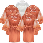 Caramel Wedding Bride Bridesmaid Robes Dressing Gown Sexy Women Bathrobe Night Shirts Short Women Kimono Mesh Sleeve - Matrix-studios.com