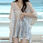 Women's Swimwear Crochet Lace Beach Cover Up Bikini Swimsuits Knitted Cover Up Dress Womens Swimsuit V Neck Side Split Beachwear - Matrix Studios