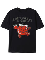 Y2k New American Casual Street Retro High Street Letter Short-sleeved T-shirt Men Summer Pure Cotton Loose Half Sleeve
