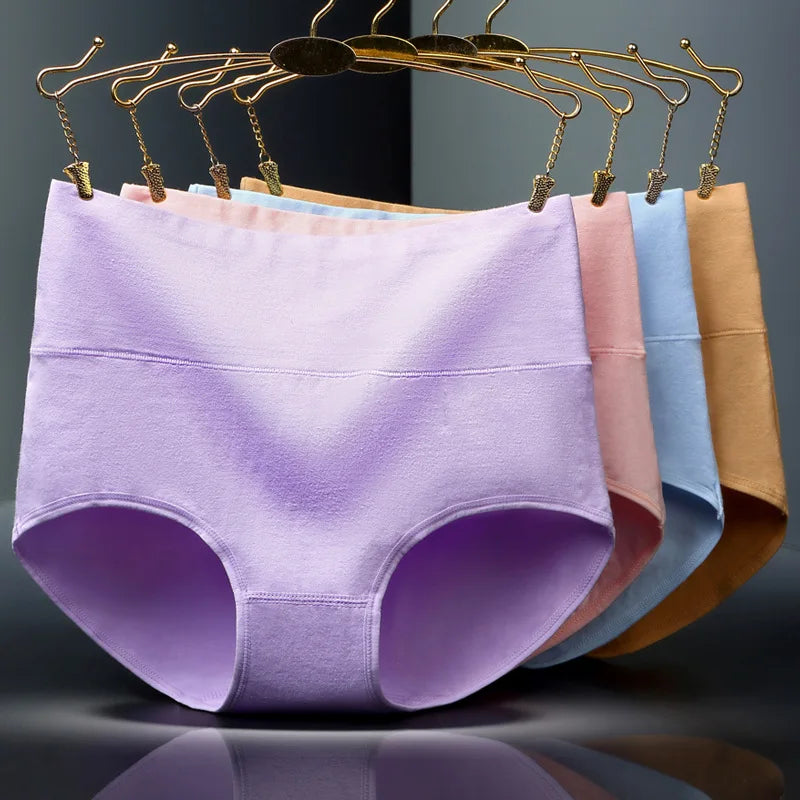 4Pcs Cotton Panties Women High Waist Underwear Body Slim Abdominal Shapers Plus Size Panties Briefs Girls Sexy Lingeries Female - Matrix Studios