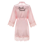 Bridesmaid Robes Rose Gold Bride Robe Wedding Bridesmaid Gift Satin Lace Robe Bridal Dressing Gown Bachelorette Party Pajamas - Matrix-studios.com
