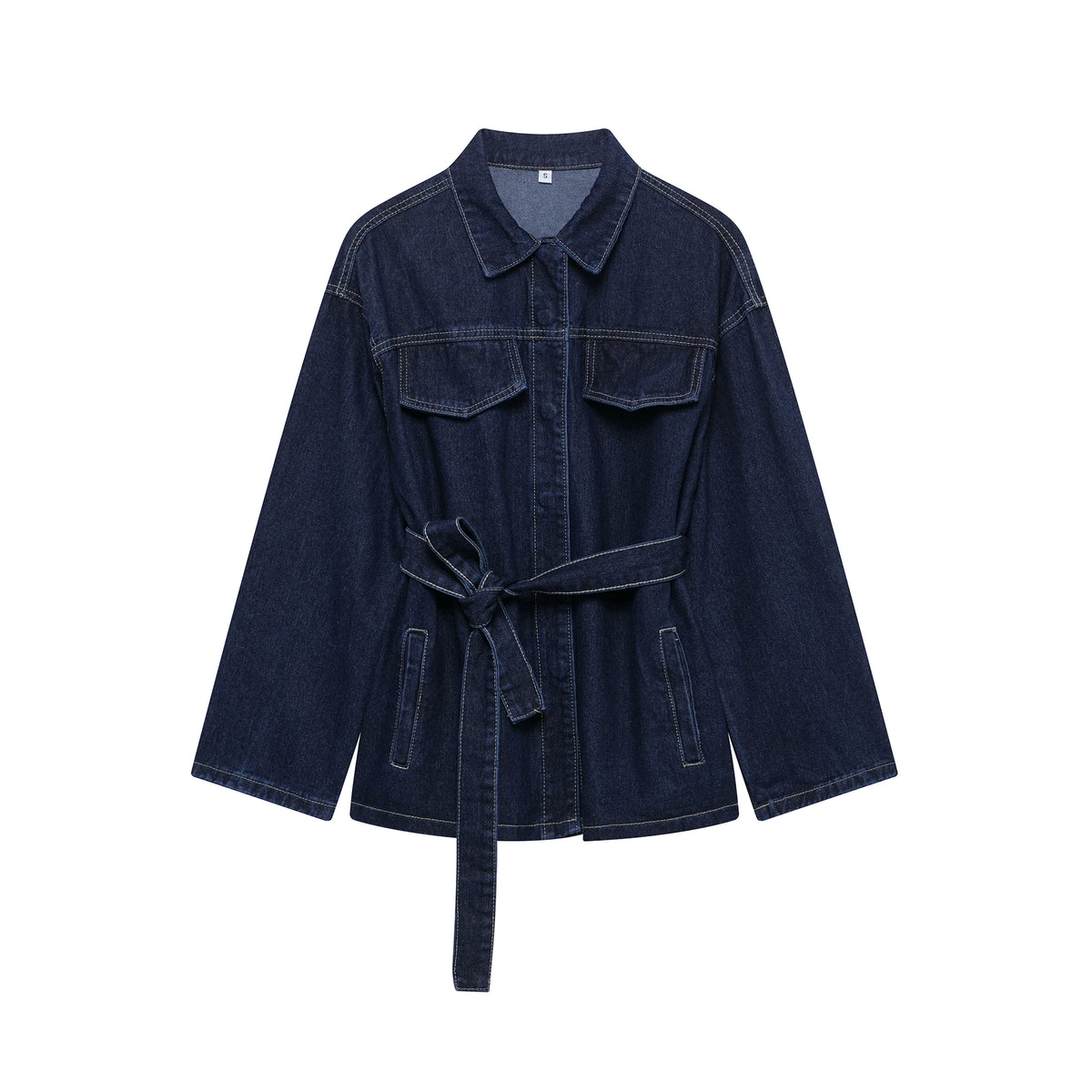 DUOPERI Women Fashion 2 Pieces Sets With Belt Denim  Jackets & Vintage Front Zipper Jeans Trousers Feamle Chic Lady Pants Sets - Matrix-studios.com