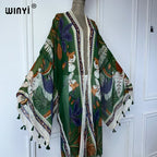 WINYI Summer Outfit Kimono Africa Boho Print Beach Cover Up Muslim Dress Cardigans Beach Wear Women Abaya Dubai Luxury Kaftan - Matrix Studios