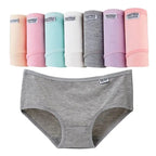 Candy Color Underpant Women'S Comfort High-Quality Cotton Mid Waist Breathable Solid Skin Friendly Panties Plus Size Briefs Soft - Matrix Studios