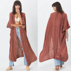 WeHello-Women's Beach Cover Up Bamboo Fabric Collar Cardigan, Sun Protection, Loose and Comfortable Shirt, Holiday - Matrix Studios