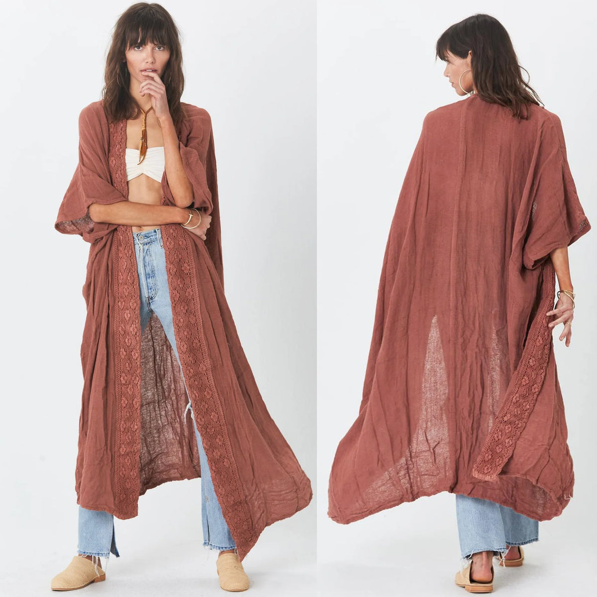 WeHello-Women's Beach Cover Up Bamboo Fabric Collar Cardigan, Sun Protection, Loose and Comfortable Shirt, Holiday - Matrix Studios
